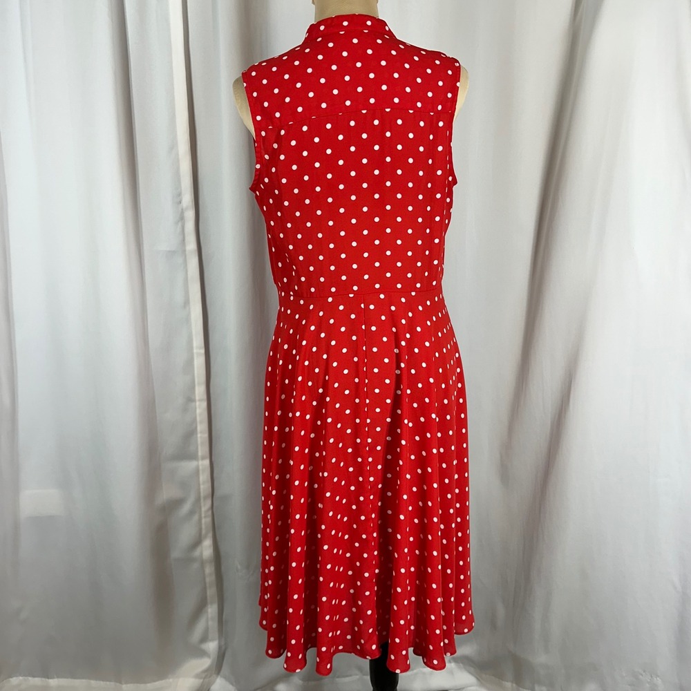 Nanette Lepore Red Polka Dot Dress Size 6 Retro Vintage Style Midi - Picture 4 of 13